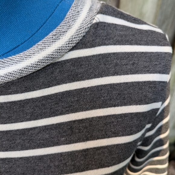 Casual Jersey dress Grey and White striped sz M - Picture 3 of 7